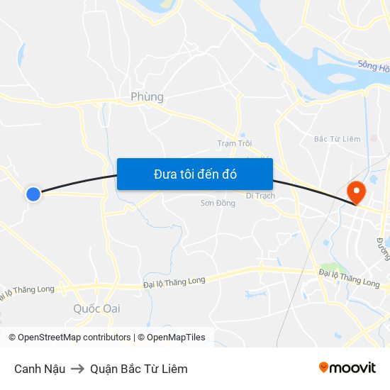 Canh Nậu to Quận Bắc Từ Liêm map