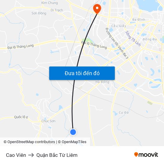 Cao Viên to Quận Bắc Từ Liêm map