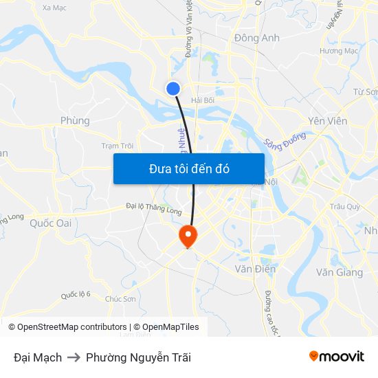 Đại Mạch to Phường Nguyễn Trãi map