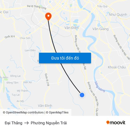 Đại Thắng to Phường Nguyễn Trãi map