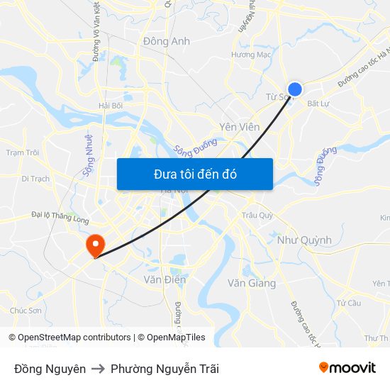 Đồng Nguyên to Phường Nguyễn Trãi map