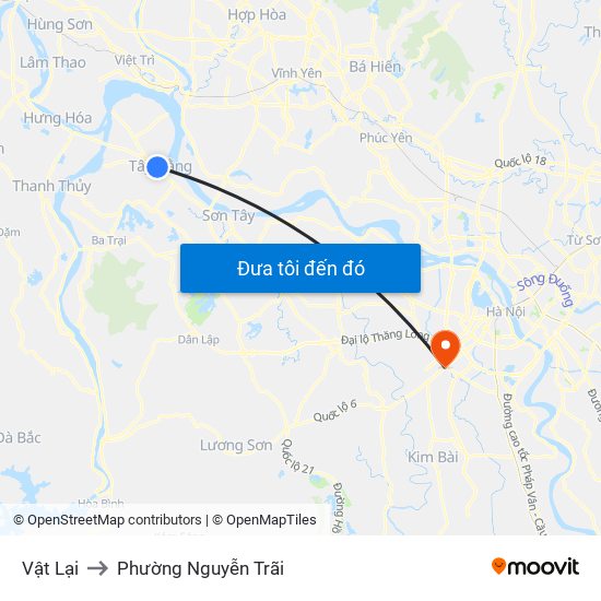 Vật Lại to Phường Nguyễn Trãi map