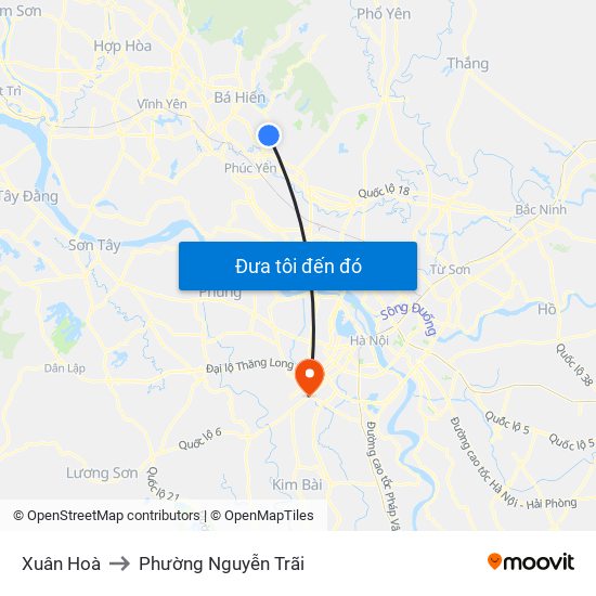 Xuân Hoà to Phường Nguyễn Trãi map