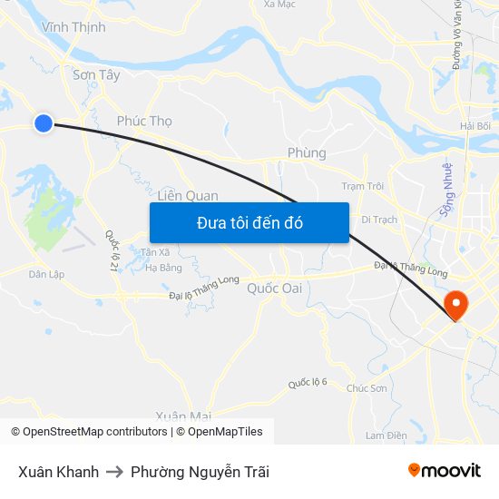 Xuân Khanh to Phường Nguyễn Trãi map