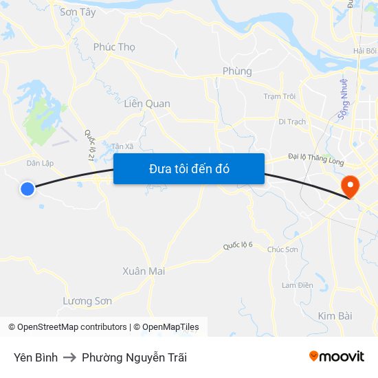 Yên Bình to Phường Nguyễn Trãi map