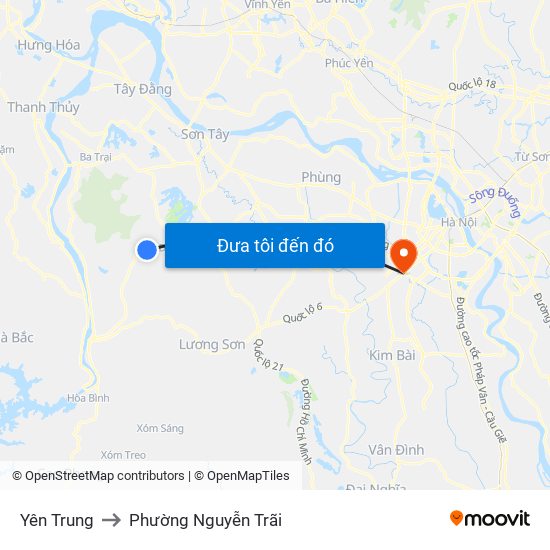 Yên Trung to Phường Nguyễn Trãi map