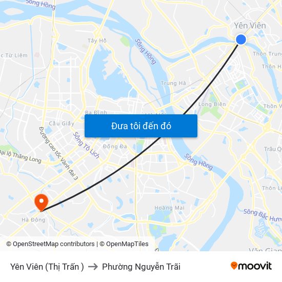 Yên Viên (Thị Trấn ) to Phường Nguyễn Trãi map