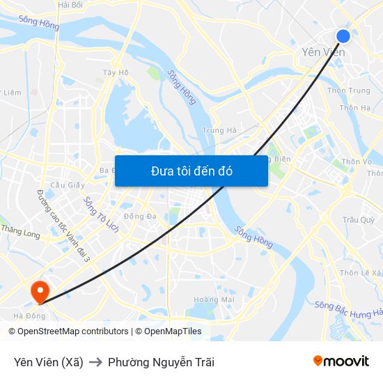 Yên Viên (Xã) to Phường Nguyễn Trãi map