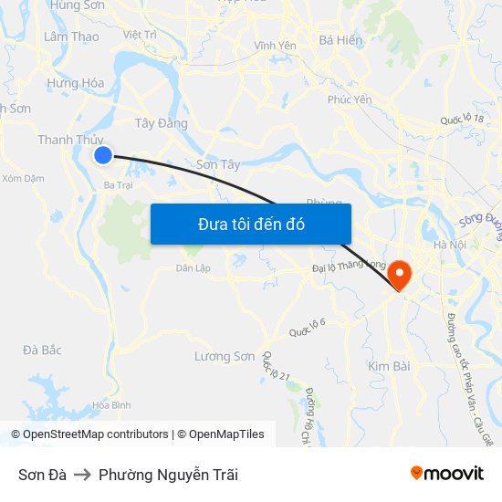Sơn Đà to Phường Nguyễn Trãi map