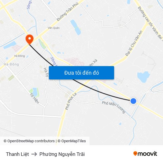 Thanh Liệt to Phường Nguyễn Trãi map