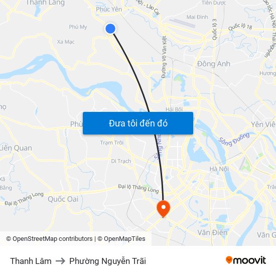 Thanh Lâm to Phường Nguyễn Trãi map