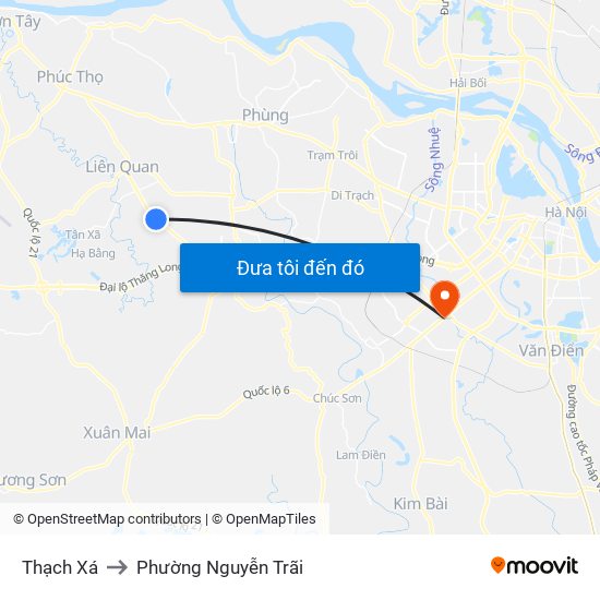 Thạch Xá to Phường Nguyễn Trãi map