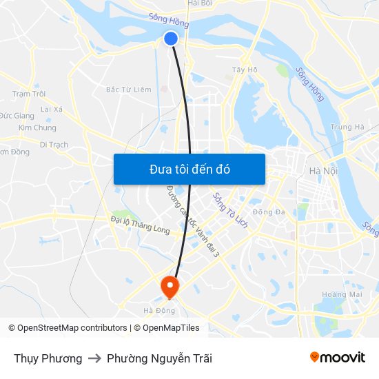 Thụy Phương to Phường Nguyễn Trãi map