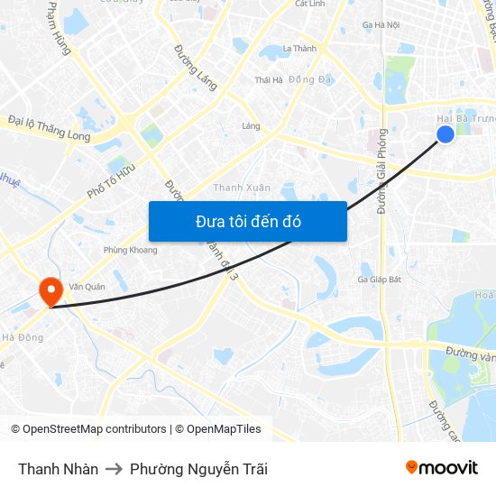 Thanh Nhàn to Phường Nguyễn Trãi map