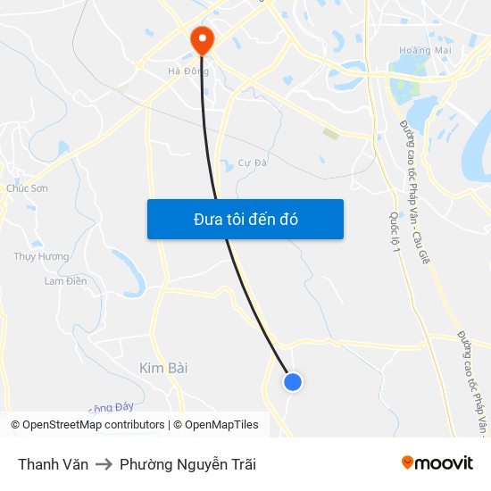 Thanh Văn to Phường Nguyễn Trãi map