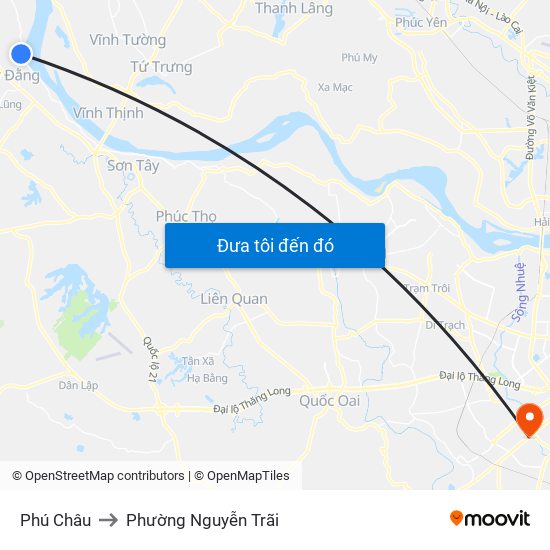 Phú Châu to Phường Nguyễn Trãi map
