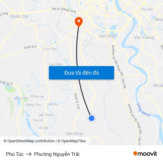 Phú Túc to Phường Nguyễn Trãi map