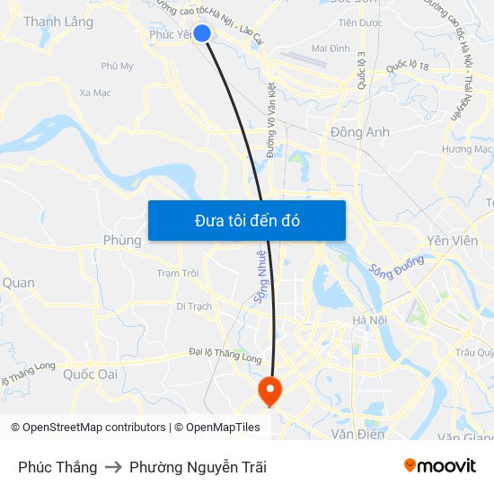 Phúc Thắng to Phường Nguyễn Trãi map