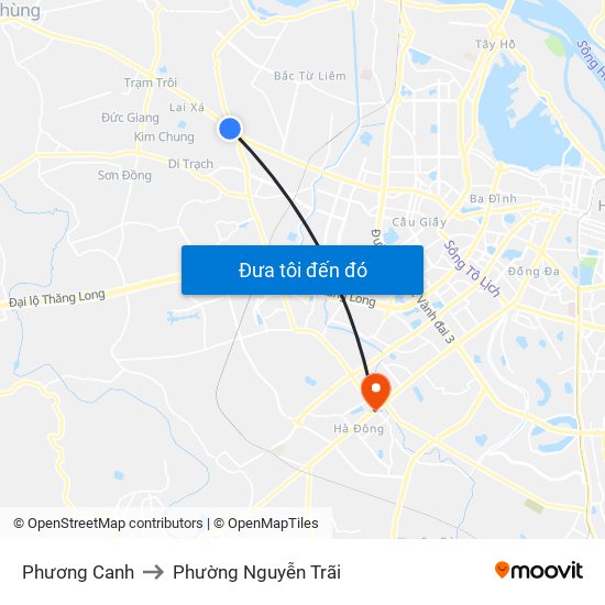 Phương Canh to Phường Nguyễn Trãi map