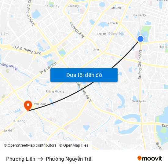 Phương Liên to Phường Nguyễn Trãi map