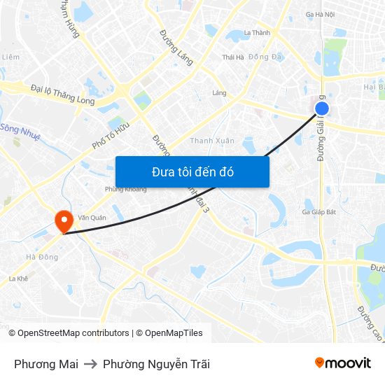 Phương Mai to Phường Nguyễn Trãi map