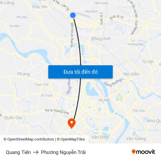 Quang Tiến to Phường Nguyễn Trãi map
