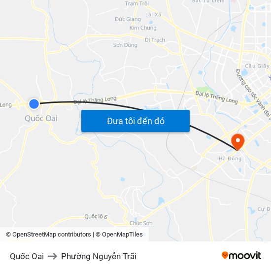 Quốc Oai to Phường Nguyễn Trãi map