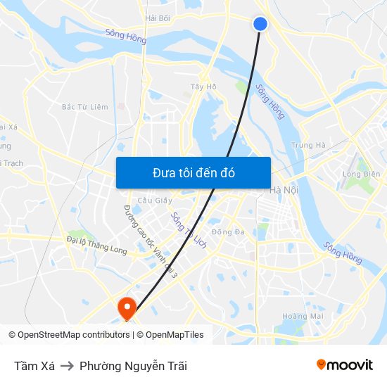 Tầm Xá to Phường Nguyễn Trãi map