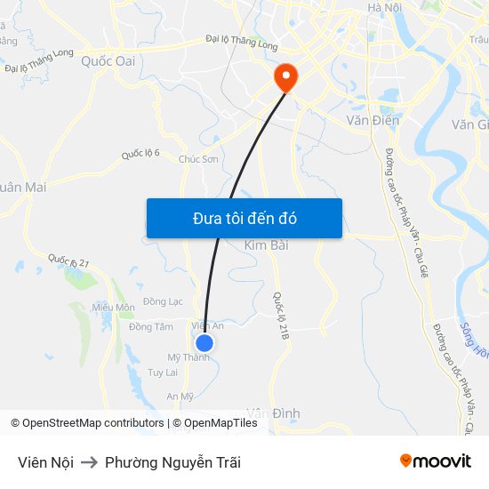 Viên Nội to Phường Nguyễn Trãi map