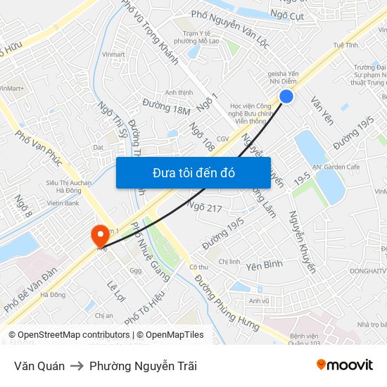 Văn Quán to Phường Nguyễn Trãi map