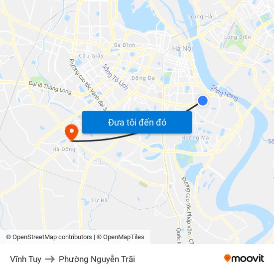 Vĩnh Tuy to Phường Nguyễn Trãi map