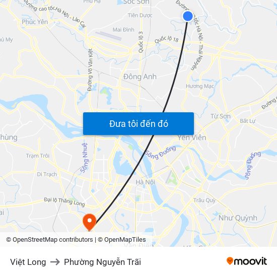 Việt Long to Phường Nguyễn Trãi map