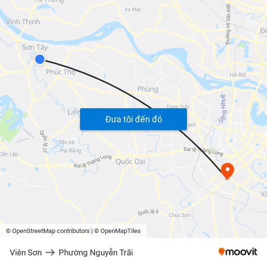 Viên Sơn to Phường Nguyễn Trãi map