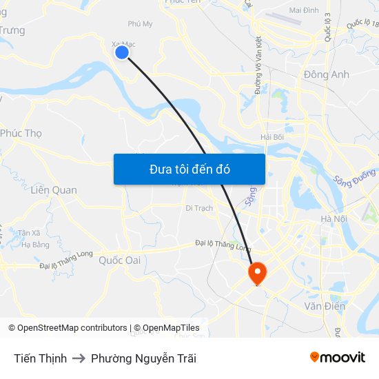 Tiến Thịnh to Phường Nguyễn Trãi map