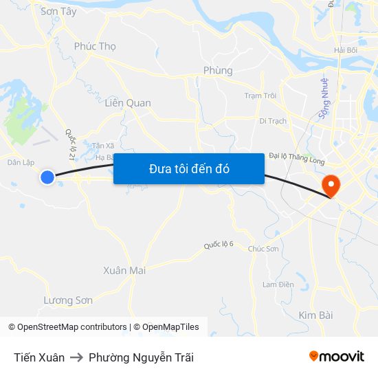 Tiến Xuân to Phường Nguyễn Trãi map