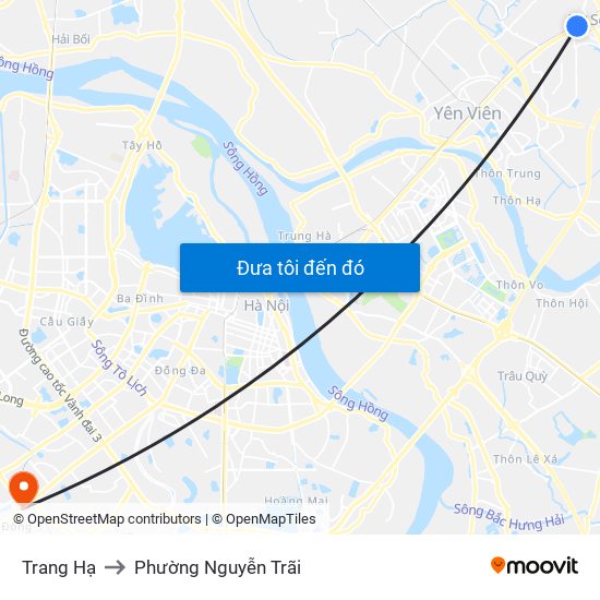 Trang Hạ to Phường Nguyễn Trãi map