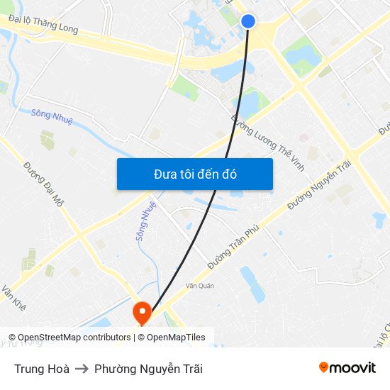 Trung Hoà to Phường Nguyễn Trãi map