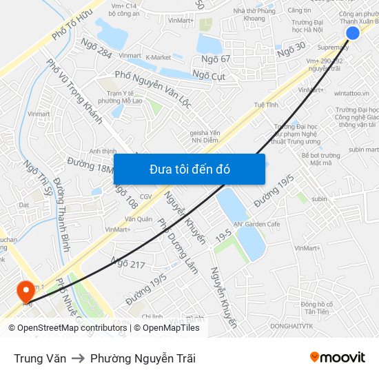 Trung Văn to Phường Nguyễn Trãi map