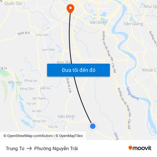Trung Tú to Phường Nguyễn Trãi map