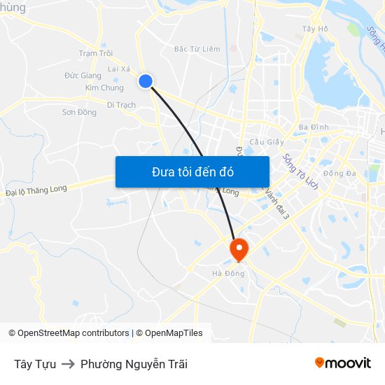 Tây Tựu to Phường Nguyễn Trãi map