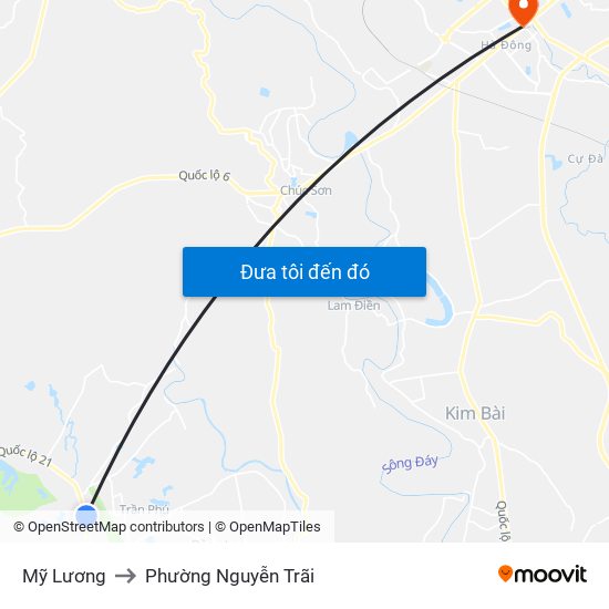 Mỹ Lương to Phường Nguyễn Trãi map