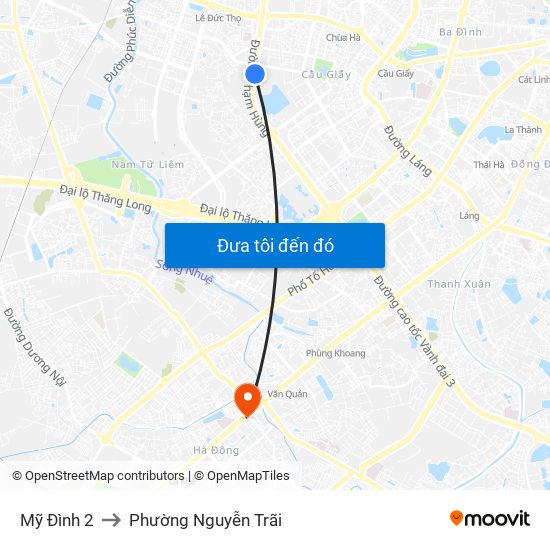 Mỹ Đình 2 to Phường Nguyễn Trãi map