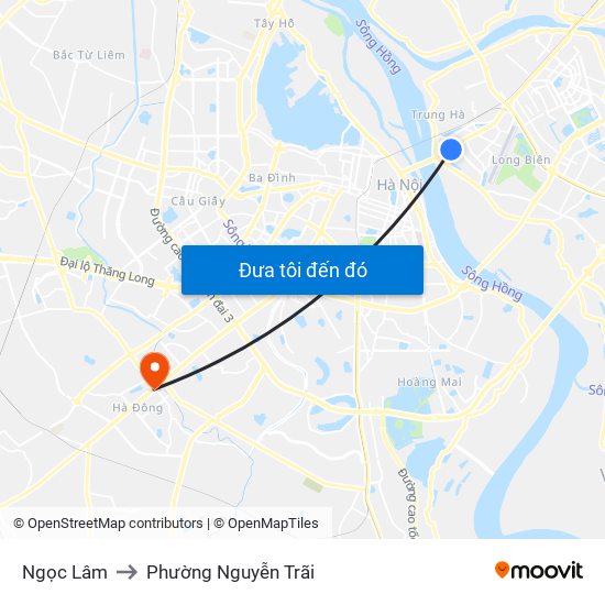Ngọc Lâm to Phường Nguyễn Trãi map