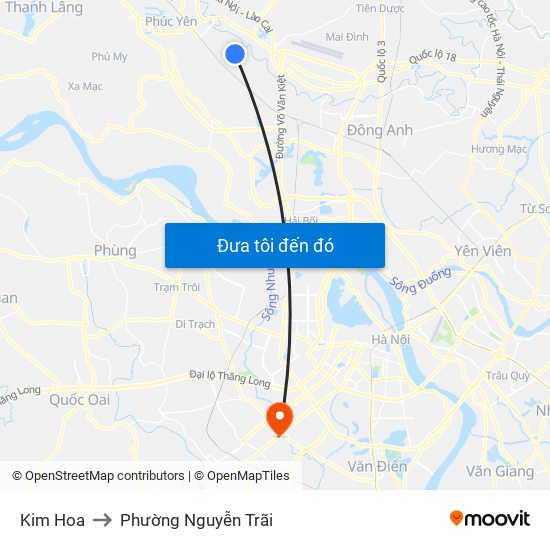 Kim Hoa to Phường Nguyễn Trãi map