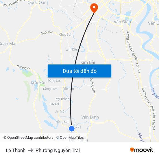 Lê Thanh to Phường Nguyễn Trãi map