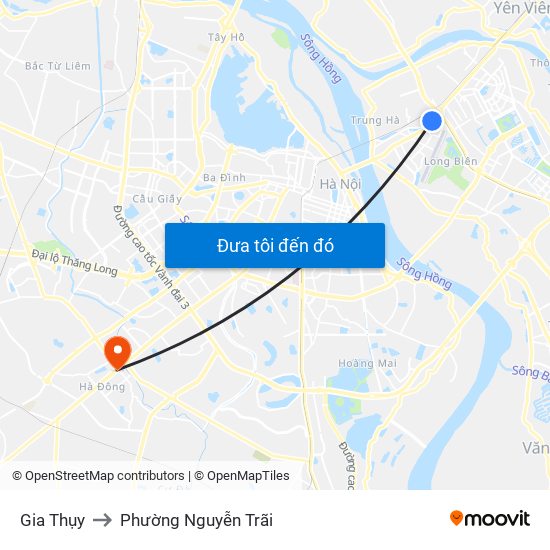 Gia Thụy to Phường Nguyễn Trãi map