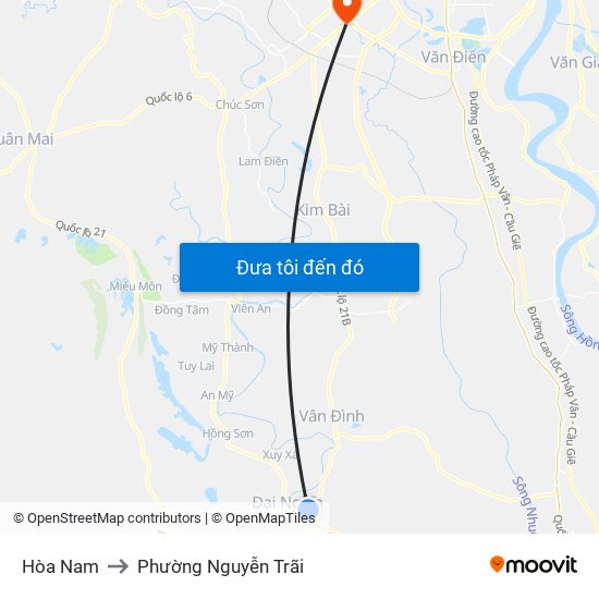 Hòa Nam to Phường Nguyễn Trãi map