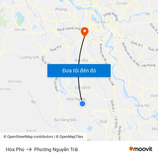 Hòa Phú to Phường Nguyễn Trãi map