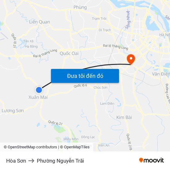 Hòa Sơn to Phường Nguyễn Trãi map