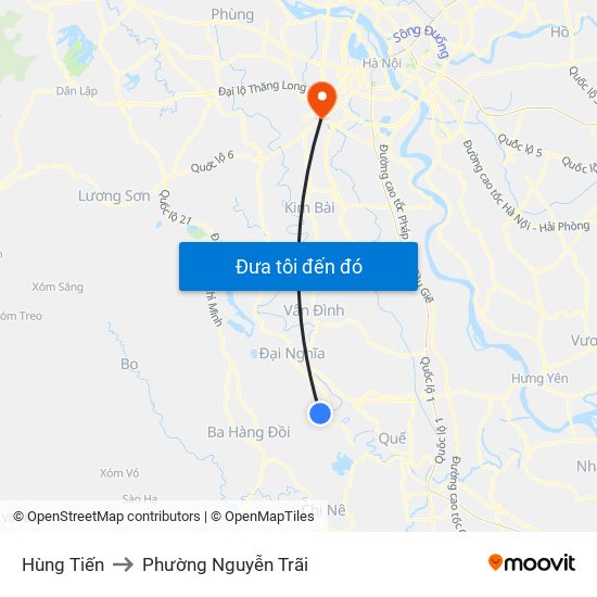 Hùng Tiến to Phường Nguyễn Trãi map